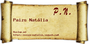 Paizs Natália névjegykártya